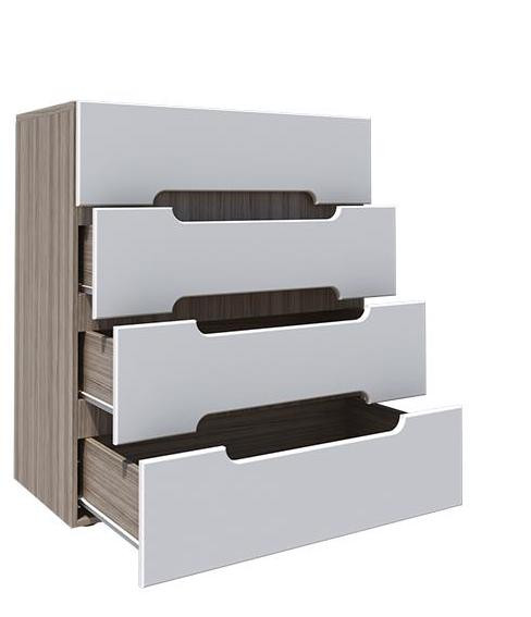 Комод Палермо МДФ Ясень Шимо Светлый/ фасад Белый Глянец (Ш-900 х Г-430 x В-1110 мм)