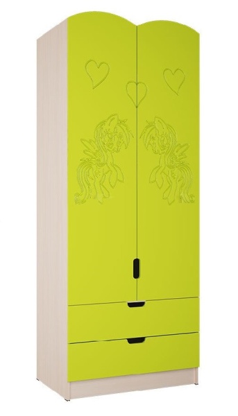Шкаф Юниор-3 2-х Створчатый с Ящиками Разные Цвета и Рисунок/Ш-800 мм x Г-520 мм х В-2050 мм