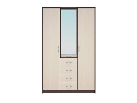 Шкаф-Купе Комфорт-4 Венге/Дуб Молочный (Ш-1340 × В-2160 × Г-574 мм)