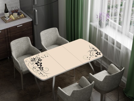 Стол Обеденный Раздвижной Бочонок Фотопечать (Ш-1100/1400 х Г-700 х В-760 мм)/Разные Цвета