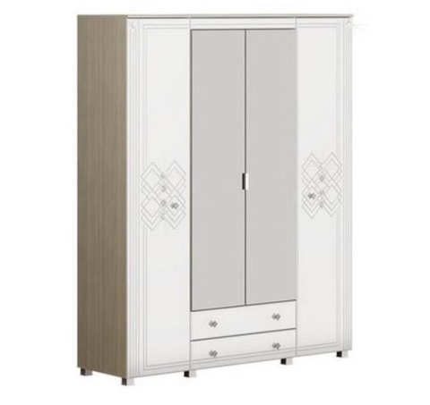 Шкаф Четырёхстворчатый Амели Дуб Сонома Светлый/Белый Глянец (Ш-1700 х В-2109 х Г-515 мм)