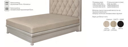 Кровать-Тахта Амалия №2 с Подъемным Механизмом и Матрасом с Ящиком для Хранения/Разные Цвета и Размеры 1400/1600 мм